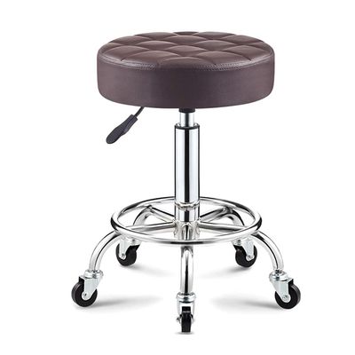 ZHOUXIAO Rolling Swivel Massage Salon Stool with Wheels and Thicker Seat Padding, Adjustable Height PU Leather Bar Stool Office Shop Stool with Footrest SPA Stool Hairdressin Coffee