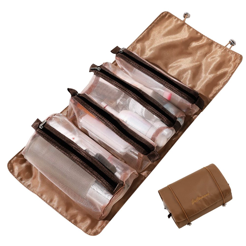 LumiSyne 4 In 1 Detachable Toiletry Bag Hanging Roll-Up Makeup Bag Large Capacity Travel Wash Bag Mesh Cosmetic Bag Portable Foldable Toiletry Bag Waterproof Cosmetic Organizer Bag For Travel Daily