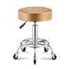 ZHOUXIAO Rolling Swivel Massage Salon Stool with Wheels and Thicker Seat Padding, Adjustable Height PU Leather Bar Stool Office Shop Stool with Footrest SPA Stool Hairdressin Gold view 1