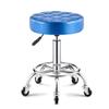 ZHOUXIAO Rolling Swivel Massage Salon Stool with Wheels and Thicker Seat Padding, Adjustable Height PU Leather Bar Stool Office Shop Stool with Footrest SPA Stool Hairdressin Blue view 1
