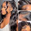 180% Density Full 360 Lace Wigs HD Human Hair Body Wave Wigs Transparent HD Frontal Remy Hair Wigs Pre Plucked Brazilian Hair 360 Full Lace Wigs Bleached Knots Glueless Wigs 26Inch view 2