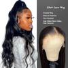 180% Density Full 360 Lace Wigs HD Human Hair Body Wave Wigs Transparent HD Frontal Remy Hair Wigs Pre Plucked Brazilian Hair 360 Full Lace Wigs Bleached Knots Glueless Wigs 26Inch view 3
