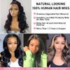 180% Density Full 360 Lace Wigs HD Human Hair Body Wave Wigs Transparent HD Frontal Remy Hair Wigs Pre Plucked Brazilian Hair 360 Full Lace Wigs Bleached Knots Glueless Wigs 26Inch view 4