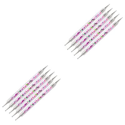 Beaupretty 10pcs Nail Art Dual Tipped Painting Tools Rhinestone Applicator Pens Handles for Dotting Drawing and Foil Carving for Home and