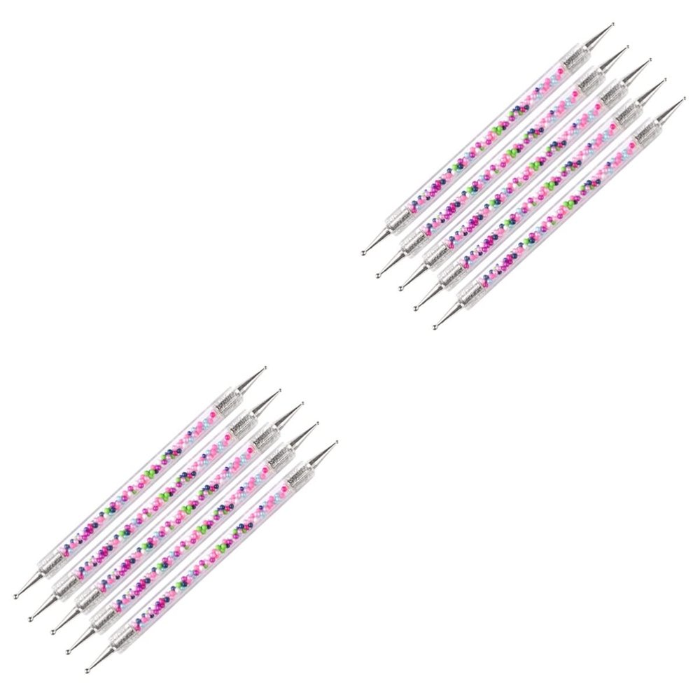 Beaupretty 10pcs Nail Art Dual Tipped Painting Tools Rhinestone Applicator Pens Handles for Dotting Drawing and Foil Carving for Home and