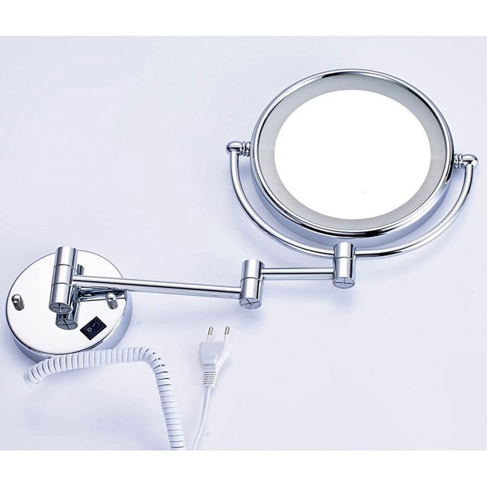 Feiyxu Makeup Mirror Vanity Mirror with Lights, 3X Magnification Double Sided Bathroom Makeup Mirror and Extendable Folding Round Shape Beauty Mirror,Ideal for Makeup
