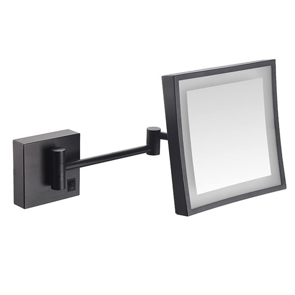 Feiyxu Wall Mounted Lighted Vanity Mirror with Lights,3X Magnifying Bathroom Makeup Mirror,8 Inch Bathroom with Light Mirror,Folding Telescopic Makeup Mirror for Home Makeup, Shaving