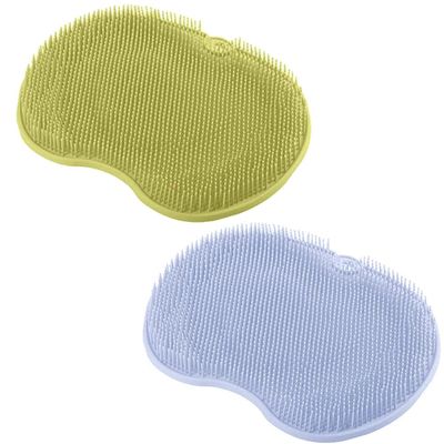 2 PCS Shower Foot & Back Scrubber, Massage Pad, Wall-Mounted Back Scrubber, Silicone Bath Massage Cushion Brush with Suction Cups, Bathroom Wash Foot Mat Exfoliating Dead Skin Foot Brush