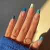 FRUJCDKI 24pcs Fake Nails With Glue Fake Nail Tips Nails Art False Press On Coffin Stick Pattern DIY Design (Blue1) view 1