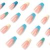 FRUJCDKI 24pcs Fake Nails With Glue Fake Nail Tips Nails Art False Press On Coffin Stick Pattern DIY Design (Blue1) view 3