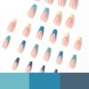 FRUJCDKI 24pcs Fake Nails With Glue Fake Nail Tips Nails Art False Press On Coffin Stick Pattern DIY Design (Blue1) view 4