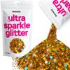 Hemway Ultra Sparkle Glitter - Copper Holographic | 100g Multi Size Metallic Flakes for Resin & Epoxy Crafts | Supplies for Halloween Craft and Decorations, Autumn Decor, Masks, Art view 1