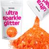Hemway Ultra Sparkle Glitter - Fluorescent Peach | 100g Multi Size Metallic Flakes for Resin & Epoxy Crafts | Supplies for Tumblers, Festival, Art, Decoration view 1
