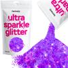Hemway Ultra Sparkle Glitter - Fluorescent Purple | 100g Multi Size Metallic Flakes for Resin & Epoxy Crafts | Supplies for Halloween Craft and Decorations, Autumn Decor, Masks, Art view 1