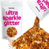 Hemway Ultra Sparkle Glitter - Copper | 100g Multi Size Metallic Flakes for Resin & Epoxy Crafts | Supplies for Halloween Craft and Decorations, Autumn Decor, Masks, Art view 1