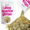 Hemway Ultra Sparkle Glitter - Gold Silver | 100g Multi Size Metallic Flakes for Resin & Epoxy Crafts | Supplies for Tumblers, Festival, Art, Decoration view 1