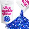 Hemway Ultra Sparkle Glitter - Sapphire Blue Holographic | 100g Multi Size Metallic Flakes for Resin & Epoxy Crafts | Supplies for Tumblers, Festival, Art, Decoration view 1