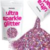 Hemway Ultra Sparkle Glitter - Pink Holographic | 100g Multi Size Metallic Flakes for Resin & Epoxy Crafts | Supplies for Tumblers, Festival, Art, Decoration view 1