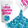Hemway Ultra Sparkle Glitter - Ocean Blue Holographic | 100g Multi Size Metallic Flakes for Resin & Epoxy Crafts | Supplies for Tumblers, Festival, Art, Decoration view 1