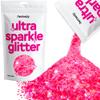 Hemway Ultra Sparkle Glitter - Fluorescent Pink | Multi Size Metallic Flakes for Resin & Epoxy Crafts | Supplies for Tumblers, Festival, Hair, Face, Body, Eye & Nail Art Decoration | 100 g view 1