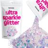 Hemway Ultra Sparkle Glitter - Mother of Pearl Iridescent | 100g Multi Size Metallic Flakes for Resin & Epoxy Crafts | Supplies for Halloween Craft and Decorations, Autumn Decor, Masks, Art view 1