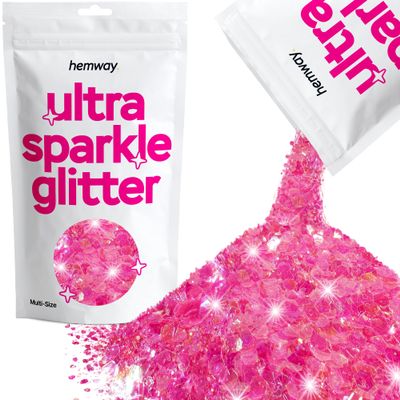 Hemway Ultra Sparkle Glitter - Baby Pink Iridescent | 100g Multi Size Metallic Flakes for Resin & Epoxy Crafts | Supplies for Tumblers, Festival, Art, Decoration