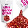Hemway Ultra Sparkle Glitter - Red Holographic | 100g Multi Size Metallic Flakes for Resin & Epoxy Crafts | Supplies for Tumblers, Festival, Art, Decoration view 1