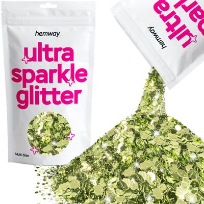 Hemway Ultra Sparkle Glitter - Olive Green | 100g Multi Size Metallic Flakes for Resin & Epoxy Crafts | Supplies for Tumblers, Festival, Art, Decoration