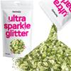 Hemway Ultra Sparkle Glitter - Olive Green | 100g Multi Size Metallic Flakes for Resin & Epoxy Crafts | Supplies for Tumblers, Festival, Art, Decoration view 1