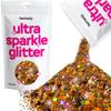 Hemway Ultra Sparkle Glitter - Bronze Brown Holographic | 100g Multi Size Metallic Flakes for Resin & Epoxy Crafts | Supplies for Tumblers, Festival, Art, Decoration view 1