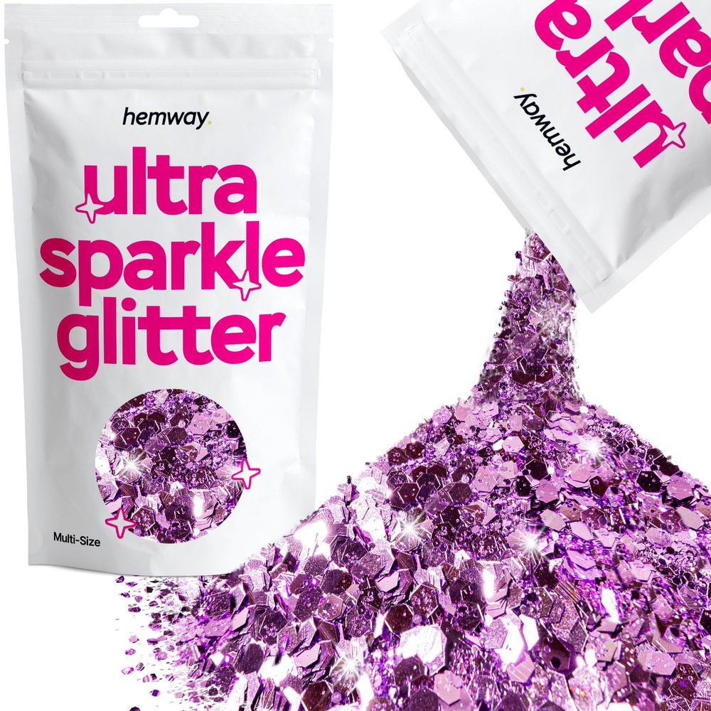 Hemway Ultra Sparkle Glitter - Lavender Purple | 100g Multi Size Metallic Flakes for Resin & Epoxy Crafts | Supplies for Tumblers, Festival, Art, Decoration