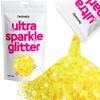 Hemway Ultra Sparkle Glitter - Fluorescent Yellow | 100g Multi Size Metallic Flakes for Resin & Epoxy Crafts | Supplies for Tumblers, Festival, Art, Decoration view 1