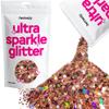 Hemway Ultra Sparkle Glitter - Rose Gold Holographic | 100g Multi Size Metallic Flakes for Resin & Epoxy Crafts | Supplies for Tumblers, Festival, Art, Decoration view 1