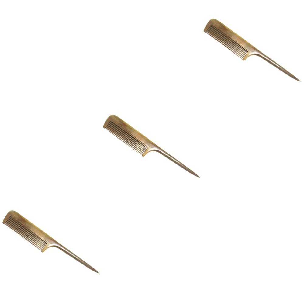 minkissy 3pcs Green Sandalwood Fine Tooth Comb Pointed Tail Handle Natural Scalp for Hair Smoothing and Styling for and Men