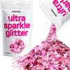 Hemway Ultra Sparkle Glitter - Rose Pink | 100g Multi Size Metallic Flakes for Resin & Epoxy Crafts | Supplies for Tumblers, Festival, Art, Decoration view 1
