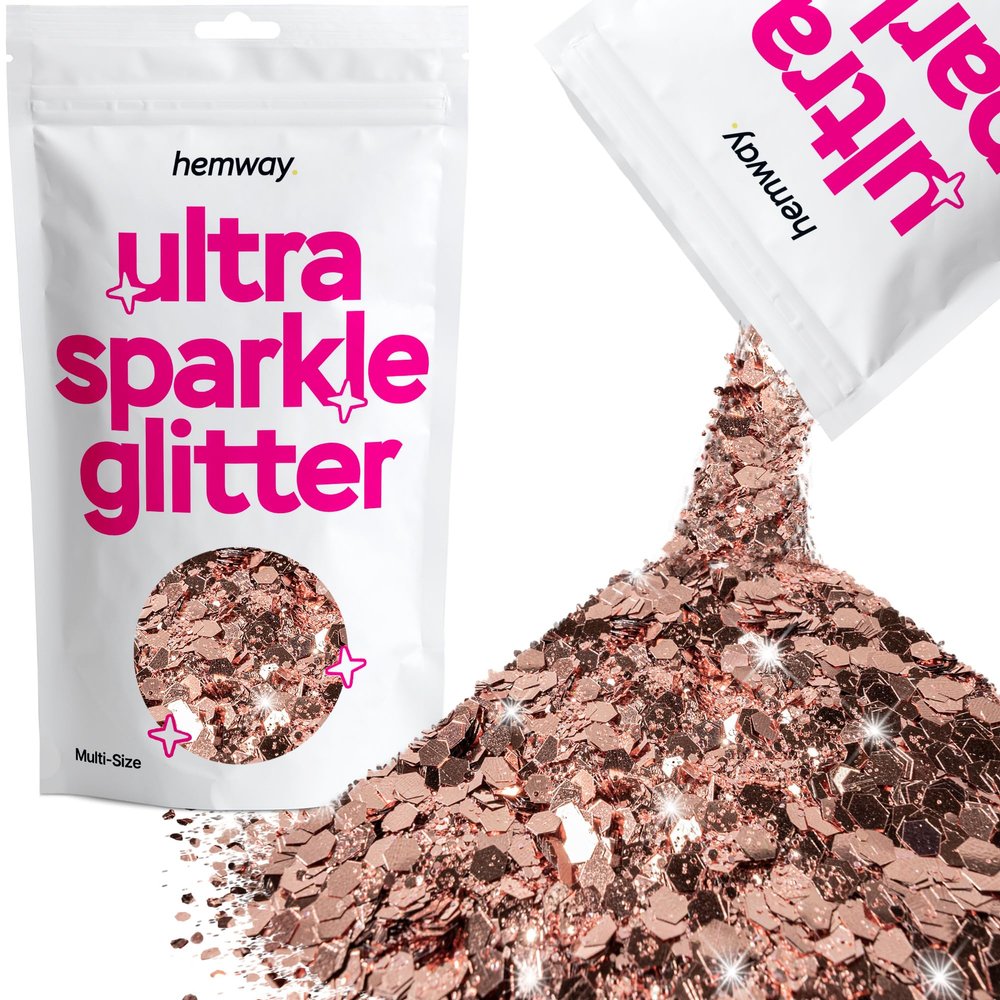 Hemway Ultra Sparkle Glitter - Rose Gold | 100g Multi Size Metallic Flakes for Resin & Epoxy Crafts | Supplies for Tumblers, Festival, Art, Decoration
