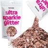 Hemway Ultra Sparkle Glitter - Rose Gold | 100g Multi Size Metallic Flakes for Resin & Epoxy Crafts | Supplies for Tumblers, Festival, Art, Decoration view 1