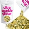 Hemway Ultra Sparkle Glitter - Sand Gold | 100g Multi Size Metallic Flakes for Resin & Epoxy Crafts | Supplies for Tumblers, Festival, Art, Decoration view 1