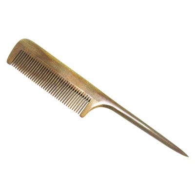 Beaupretty Green Sandalwood Fine Tooth Comb Handle Wooden Hair Comb for Smoothing and Styling for Women Hair Care and Scalp Massage Pointed Tail Design
