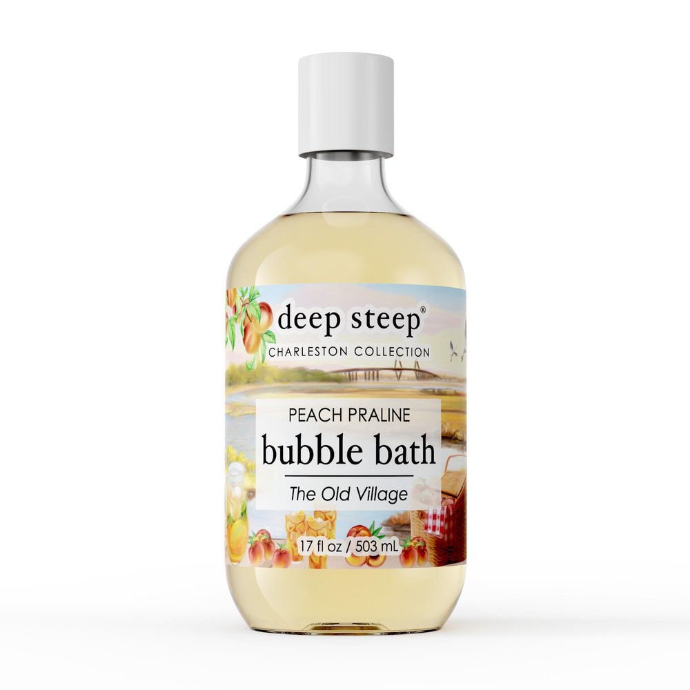 Deep Steep Bubble Bath, Peach Praline 17 oz Hypoallergenic, Clinically Tested Soothing Soak with Shea Butter & Argan Oil Sulfate-Free