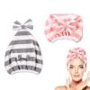 Large Microfiber Hair Towel Cap,Rapid Drying Towel For Hair,Ultra Soft Super Absorbent Hair Drying Towel Turban,Cute Gray&Pink Bow Hair Towel Wrap,Hair Drying Towels For Women Fast Dry(2pack) view 1