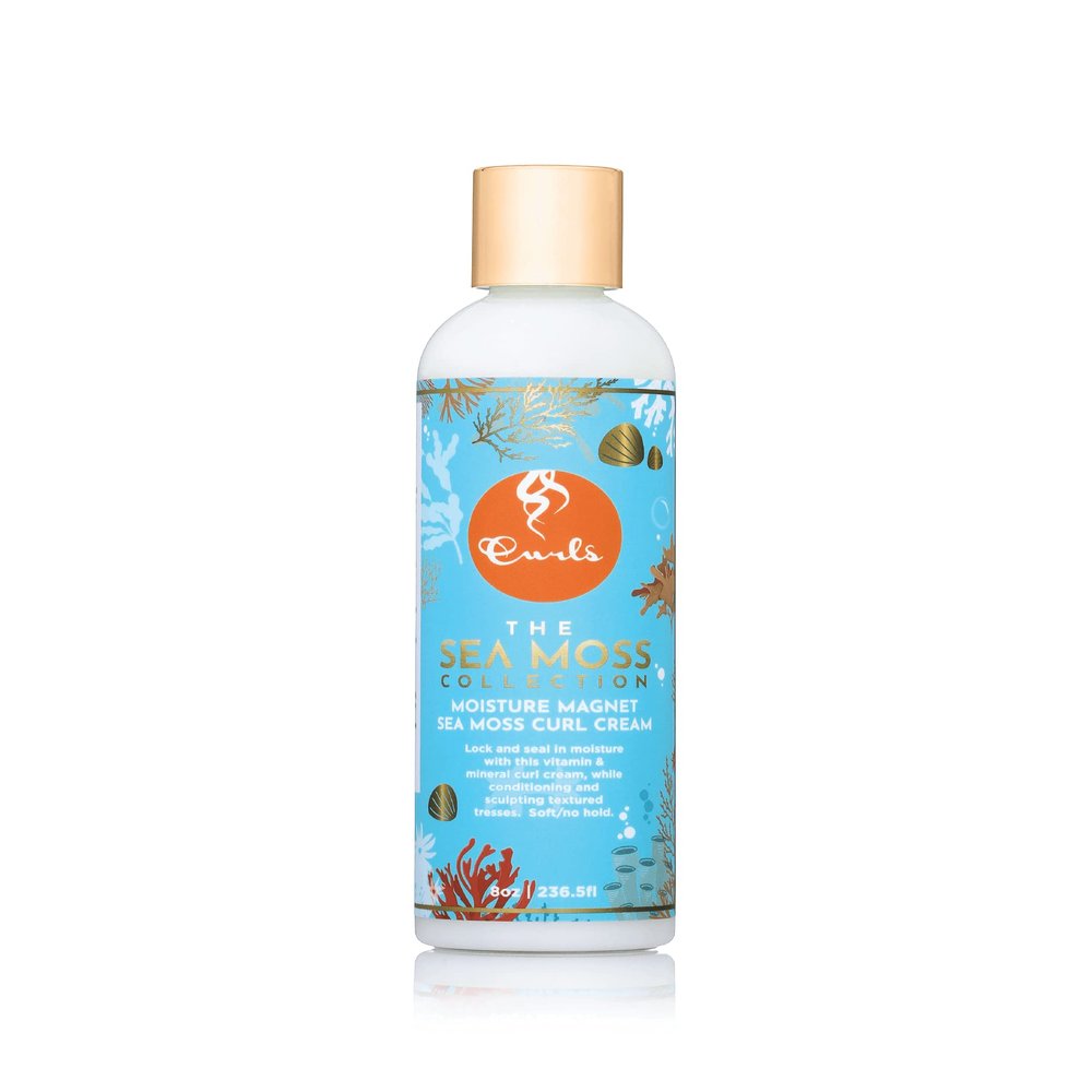 Curls Sea Moss Moisture Magnet Cream - Attracts and Locks In Moisture - Defines, Sculpts Waves, & Controls Frizz - For All Types 8oz, 1 Count