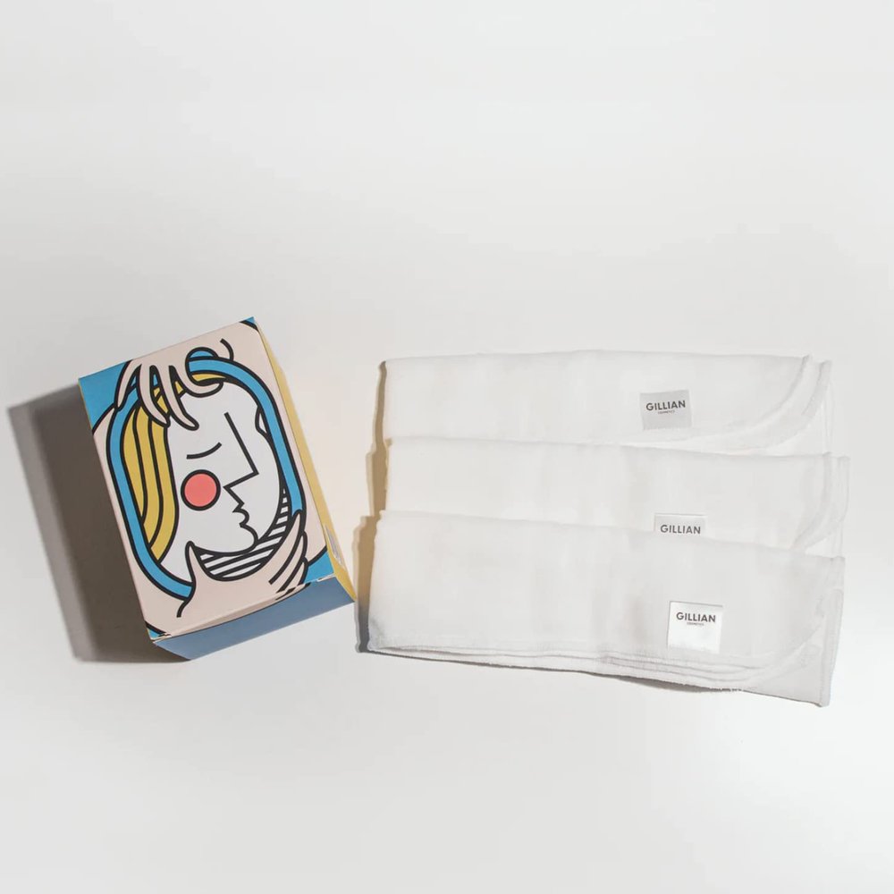 Gillian Cosmetics Muslin Cleansing Cloths - 100% cotton muslin cloth best used with facial cleanser. Helps Remove dead skin and Improve blood circulation- 3 count