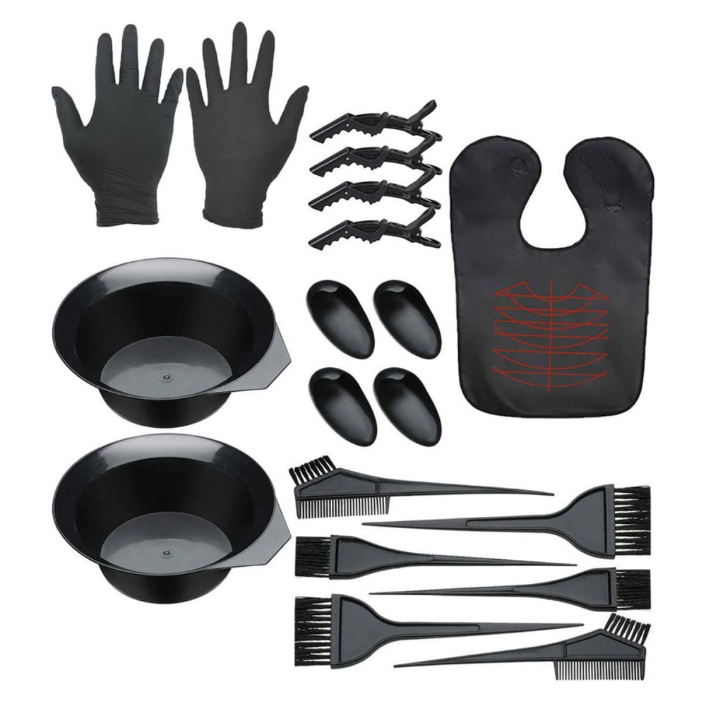 KALLORY 19pcs Hair Dye Tools Kit Includes Tinting Bowl Brush Cape Ear Covers and Clips for Home and Salon Use Complete Hair Coloring