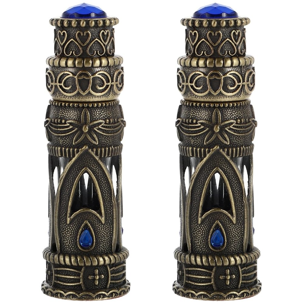 Beaupretty 2pcs Vintage Perfume Bottle, Dubai Perfume Bottle Empty Bottle Perfume Sub Bottle Glass Essential Oil Container Middle East
