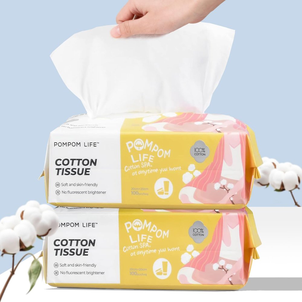 Disposable Face Towel 200 Cont, 7.9"X7.9"Clean Face Towelettes for Washing Face, 100% Cotton Soft Dry Wipe, Biodegradable Face Towels & Facial Tissuel Travel Size for Cleaning,Makeup Removal