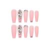 FRUJCDKI French Tips Press on Nails Long Coffin Acrylic Fake Nails Full Cover Ballerina False Nails for Women and Girls24PCS view 4
