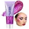 Go Ho Rose Purple Face Body Glitter Gel,Mardi Gras Purple Face Paint Makeup,Holographic Chunky Sequins Glitters for Eye Lip Hair Nails,Festival Rave Accessories,52g view 1