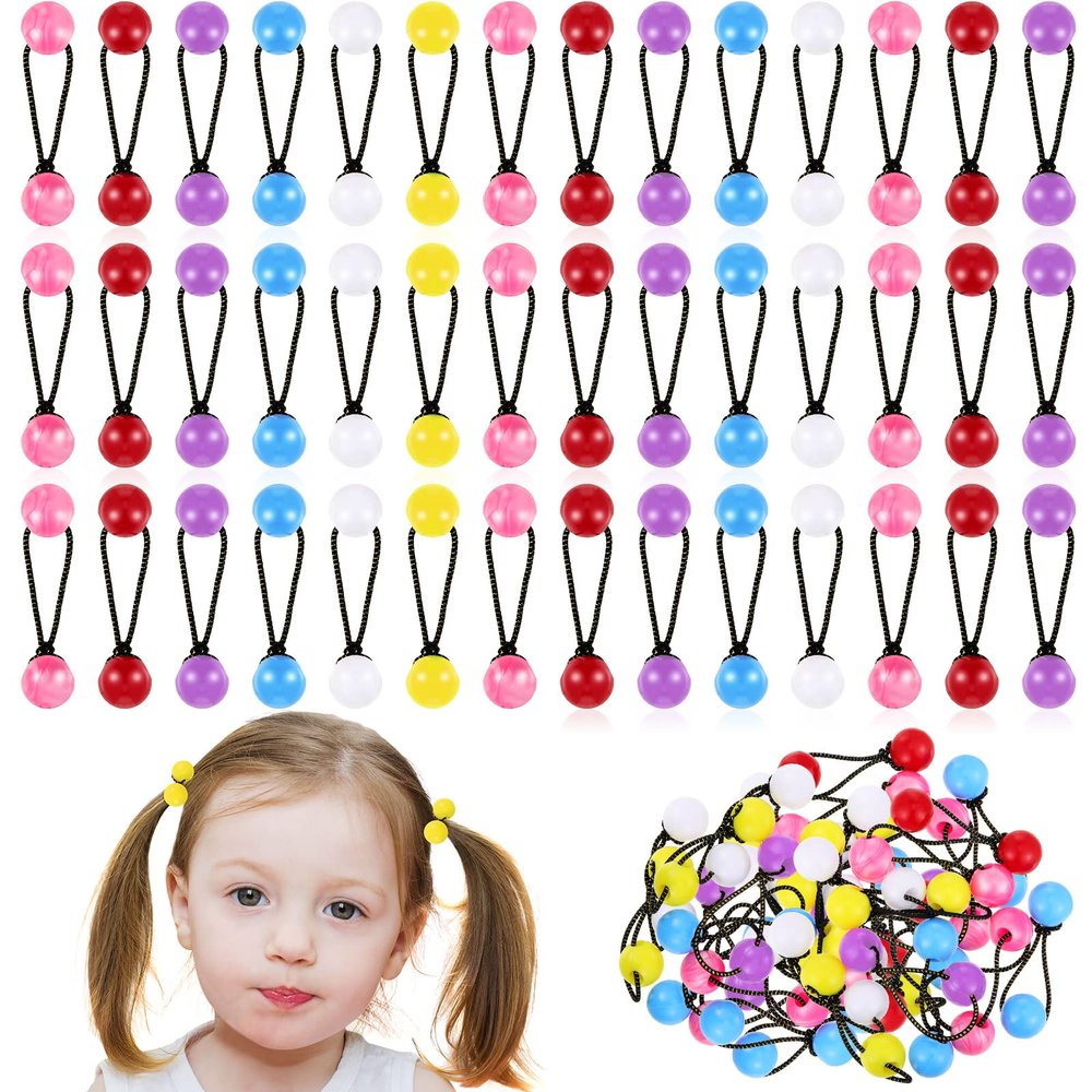 36 Pieces Hair Ties Balls Ponytail Holders Colorful Twin Bead Ponytail Balls 80s 90s Elastic Hair Accessories for Baby Kid(12 mm, Multicolor)
