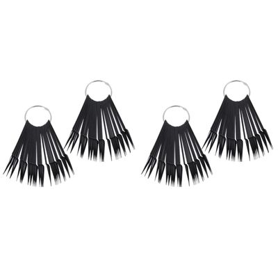 Beaupretty 4sets Fan Shaped Nail Display Wheel Color Plates for Nail Art Practice Black Color Sample Sticks for Beginners and Professionals